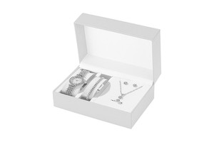 Women's Jewelry Gift Set 5 Pcs Quartz Watch Bracelet Ring Girl's Gift Set with Box