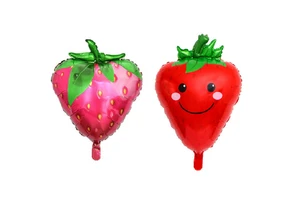 New Smiling Strawberry Aluminum Film Balloon Strawberry Balloon Children's Birthday Party Decoration Balloon