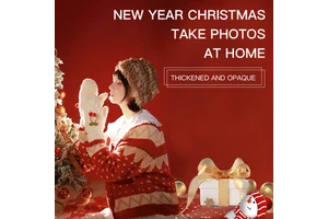 2025 New Year Christmas Party Decorations Portable Solid Red Cotton Double Printed Muslin Backdrop Photography Props
