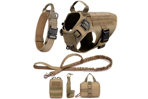 Tactical Dog Harness with Name Heavy Duty No Pull Dog Harness with Handle Adjustable German Shepherd Training Vest for Walking