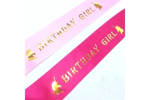 Yiwu Wholesale Pink Red Unicorn Happy Girl Sash for Kids Adults Birthday Party Decorations Supplies