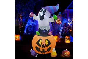 Cross-border Halloween Inflatable Candy Pumpkin Ghost Glowing Outdoor Garden Decorations