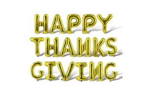Golden and Red Thanksgiving Happy Balloon Foil Letter Banner Autumn Party Supplies Decor Fall Harvest Festival Arch Set 17pcs