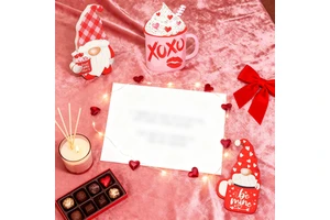 4PCS Multi-size Wooden Gnome & Coffee Cup Centerpiece with Sweet Slogans. Red-pink Design for Valentine's Dinners, Dates & Gifts