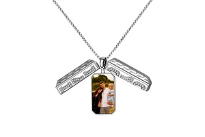 Qiuhan Father Day Gift Men DAD Customized Photo Box Pendant Necklace
