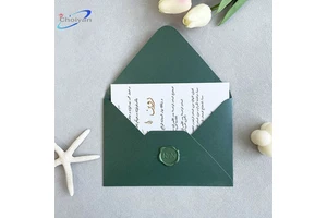 Gloss Laminated Thanksgiving Dinner Laser Cut Wedding Invitation Green Brown Envelope