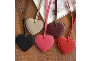 European American Hot-selling PU Leather Heart-shaped Bag Hanging Ornament Keychain Pendant Multicolor Peach Anti-lost Urban