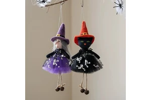 Low Price Wholesale Halloween Ghost Bar Hanging Decoration Pumpkin Witch Broom Props Haunted Party Decorations Cloth 22cm