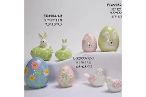 New Arrival Hand Painted Easter Ceramic Egg 3D Rabbits Accessories Easter Table Ornaments for Home Decor