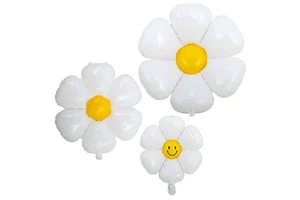 New Style Wholesale Big Size White Flower Supplies Daisy Shape Birthday Party Foil Balloon for Adult Party Decoration