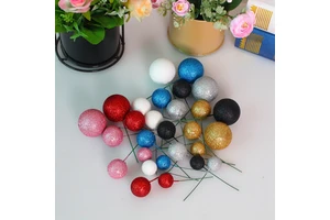 New Year Decorations Red Berries Colorful Glitter Powder Bubble Balls Cake Plugin Baking Birthday Cake Embellishments Decorative