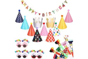 Birthday Letter Garland Children's Small Toys Telescopic Whistle Party Atmosphere Decoration Crown Hat Birthday Party Supplies