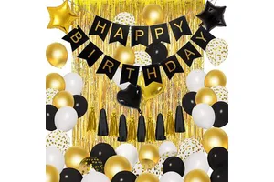 Black Gold Birthday Party Decorations Kit 50th 60th Birthday Supplies for Men Women Him