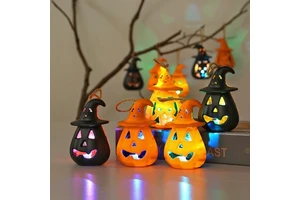 Cross-Border Halloween Handheld Skull Lantern LED Pumpkin Windmill Hanging Props Party Atmosphere Setup Decorations Plastic Mate