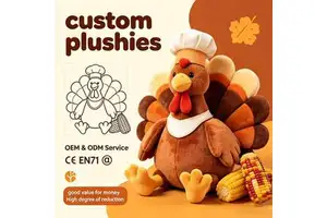 Custom Thanksgiving Turkey Plush Toy With Chef Hat Apron,Bulk Wholesale For Holiday Promotional Gifts & Supermarket Merchandise