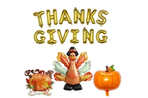 Inflatable Turkey Balloons Pumpkin Squirrel Leaf Shaped Set Thanksgiving Balloons for Harvest Celebration