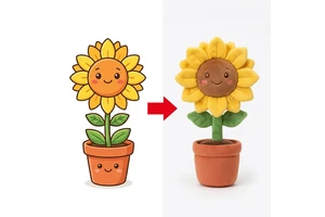 Custom Potted Sunflower Plush Yellow Petals Blush Green stem Terracotta Pot Cartoon Plant Tabletop Decorative Custom Mascot