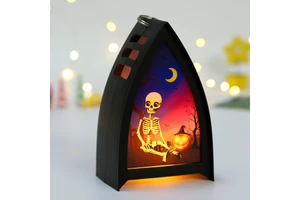 Halloween Wind Lights LED Small House Lights Electronic Candles Small Lantern Jack-o '-lantern Retro Halloween LED Lights