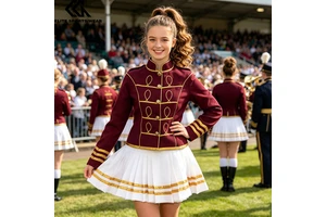 Royal Red Marching Band Uniform Custom Team Dress Up America Girls Drum Majorette Costume Girls