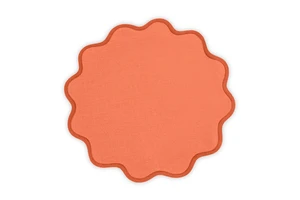 Custom Persimmon Orange Round Table Mats Wavy Edge Cotton Linen Scalloped Placemats For Thanksgiving Wedding Restaurant Banquet