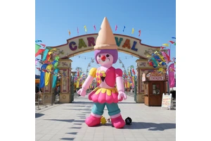 QIQU Cartoon Theme Waterproof 4m High Carnival Clown Inflatable Advertising with Quick-Inflate Blower for Festival Events