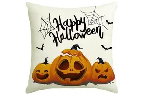 Halloween Festival Theme Black Cat October Witch Hat Print Polyester Pillowcase Cushion Cover
