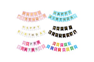 Birthday Banner Gold Hot Stamping Banners - Happy Birthday Pull Flag & Colorful Party Supplies for Kids & Adults