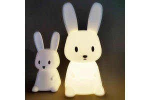 Hot Selling Cute Animal Super Bunny LED Lamp USB Rechargeable Portable Baby Bedroom Squishy Night Light Gift