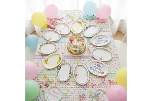 XDFPAK Disposable Eco-Friendly Oval Shape Birthday Party Set for Kids with Decorations