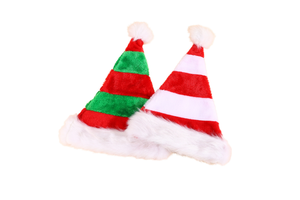 High Quality Splicing Decorative Gift Christmas Decoration Red Green White Plush Striped Christmas Elf Hat
