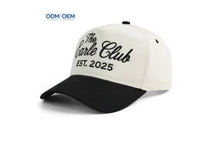 Custom Embroidered Logo 5 Panel Baseball Cap 100% Cotton Two Tone Adjustable Bulk Unisex Sports Hat For Outdoor Wedding Party