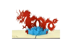 3D Popup Cards to Happy New Year with Dragon Symbol in China and Vietnam