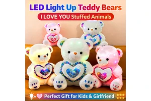 Cute LED Light Up Teddy Bear With I Love You Heart Plush Gift For Girls And Girlfriend