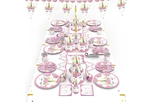 Hot Selling New Style Unicorn Theme Party Supplies Birthday Party Decoration for Kids Party Supplies Set