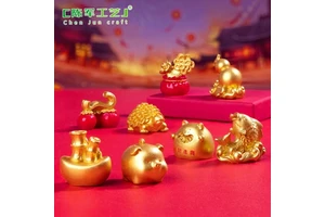 Micro-landscape New Year's Wealth and Prosperity Piggy Bank DIY Decorative Accessories Golden Desktop Car Small Ornaments