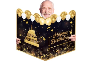 Large Paper Greeting Card & Giant Guest Book with Gold Stamping for Happy Birthday Party Decorations Supplies & Gifts