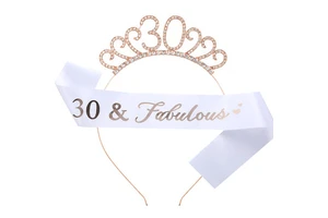 Adult Birthday Party Decoration Supplies Rose Gold Happy Birthday Shoulder Strap Crown Two-Piece Decorative Set
