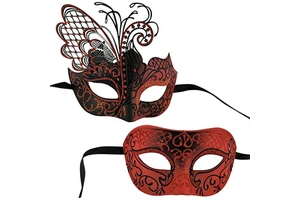 Half Face Halloween Venice Carnival Metal Masquerade Party Couple Mask Set Reusable Fashionable