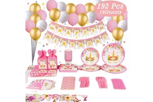 DJTSN 192 Pcs Kids Birthday Party Decorations Set Party Supplies