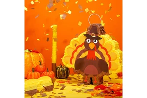 Thanksgiving Day Pinata with Blindfold Bat and Confetti for Thanksgiving Turkey Theme Parties Carnival Decoration