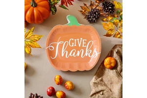Disposable Pumpkin Plates for Parties for Thanksgiving Tableware & Harvest Festival Decorations