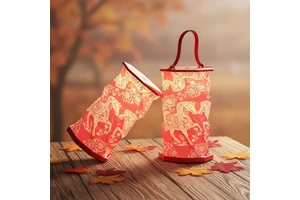 New Year Gift Rotating Paper Lantern LED Light Dimmable Touch Control Warm White 2026 Horse Theme Rechargeable Outdoor Use