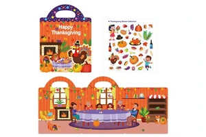 Reusable Waterproof Thanksgiving Scene Sticker Book for Kids, Educational DIY Quiet Sticker Activity Book for Toddlers Age 3+