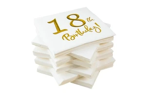 Senwen Party Napkins Gold Foil 18th Birthday Decoration Party Supplies Disposable Napkin for Birthday Party Adult Ceremony
