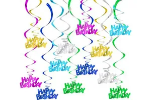 Happy Birthday Hanging Swirl Decorations, Colorful Birthday Party Hanging Decor Supplies for Birthday Kids Adults Party Decor