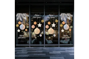 2026 New Year and Christmas Decorations Shopping Mall & Hotel Glass Window Stickers Static Hanging Ball Design