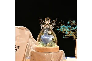 Mothers Day Birthday Gifts for Her Grandma Mom Glass Angel Rose Figurines Flowers for Anniversary Valentine Thanksgiving Gift