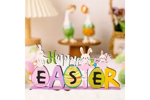 new Creative DIY Easter Egg Rabbit Top Table Decoration New Creative Wooden Easter Thanksgiving Christmas Statues and Toys