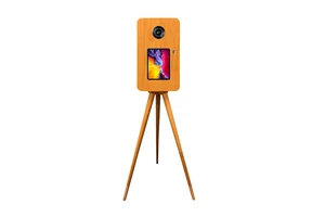 Vintage Wooden 18.5" LCD Touch Screen Instant Print Photobooth with iPad Compatibility for DSLR & Parties/Events Flight Case