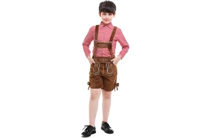 Oktoberfest Costume Kids Boys Plaid Shirt Suspender Bavarian Festival Beer Party Carnival Costumes